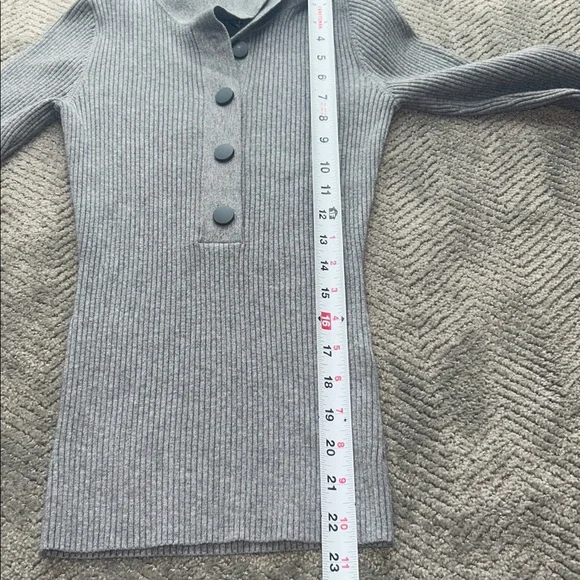 Reiss Grey Ribbed Knit Polo Top Button Front Long Sleeve Size S - Picture 11 of 11